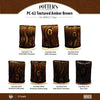 Glossy Textured Amber Brown glaze, breaking lighter on thin areas like a classic temmoku. Amaranth Stoneware Canada.