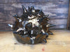 Vintage Gold glaze, glossy metallic with gold crystals and dark haloes, no break over texture. Amaranth Stoneware Canada.