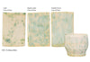 Glossy cream and green-mottled glaze, breaking on texture with peachy float, great for layering. Amaranth Stoneware Canada.