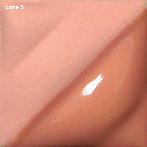 Peach Velvet Underglaze is a warm pink at cone 05, darkens at cone 5, and becomes light coral at cone 10. Amaranth Stoneware Canada.
