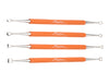 Carving Set (Double-Ended) for delicate carving and detailing. Handcrafted stainless steel with bright orange rubber handles for comfort. Set of 4. Amaranth Stoneware Canada.