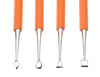 Carving Set (Double-Ended) for delicate carving and detailing. Handcrafted stainless steel with bright orange rubber handles for comfort. Set of 4. Amaranth Stoneware Canada.