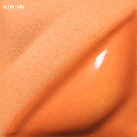 Real Orange Velvet Underglaze is a bright, saturated orange at cone 05, softens at cone 5, and warms slightly at cone 10. Amaranth Stoneware Canada.