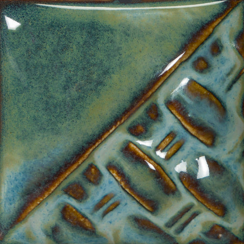 Cone 6: Stoned Denim is a variegated blue glaze that breaks brown.
Cone 10: Color darkens. Amaranth Stoneware Canada.
