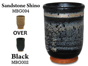 A light brown Shino with cream tones, breaking darker over texture. Satin finish, user-friendly, and great over textures! Amaranth Stoneware Canada.