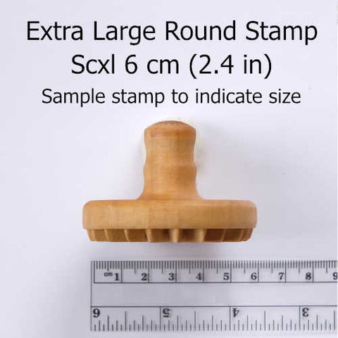 SCXL Stamps, 6 cm (2.4 inches) in diameter, for stunning patterns on clay, dough, and fondant. Amaranth Stoneware Canada.