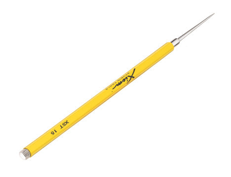 Professional Series robust needle tool for removing thick, uneven rims on coarse clay. Surgical stainless steel for sharpness, with a facetted handle for comfort. Amaranth Stoneware Canada.