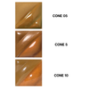 Teddy Bear Velvet Underglaze is a warm tan at cone 05, darkens to russet at cone 5, and lightens at cone 10. Amaranth Stoneware Canada.
