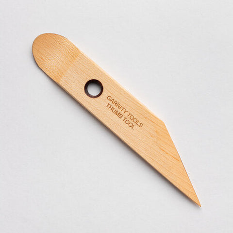 The scooped end of the Thumb Tool replaces your thumb for hand-building, pressing seams, shaping slabs, or trimming pots on the wheel. 7