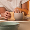 Unfoot 3 lifts your vessel with a soft curve and flat edge for easy undercutting while preserving wall shape. 4.25" x 3.25", made of maple wood. Handmade in St. Louis, MO. Amaranth Stoneware Canada.