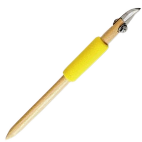 Affordable carving tool with a stainless steel tip for precise lines in leather-hard clay. 6