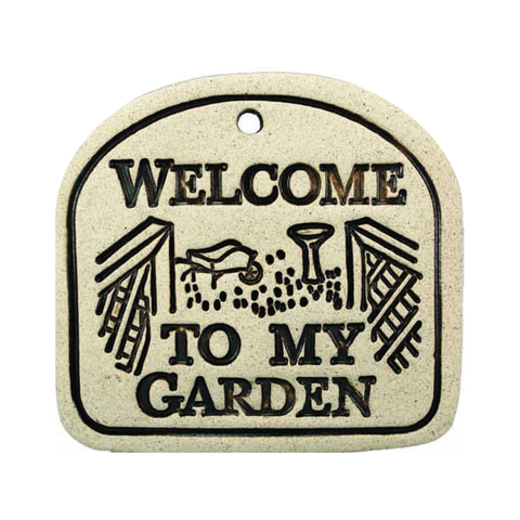 Handcrafted 4x3.5-inch weatherproof stoneware plaques with rustproof 14.5-inch hangers. Handcrafted in Kingston, Ontario at Amaranth Stoneware.