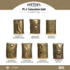 Saturation Gold has a smooth, satin/matte finish that is a dark gold similar to bronze when fired. Amaranth Stoneware Canada.