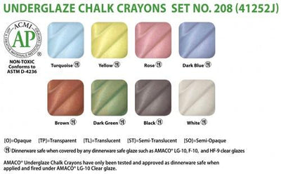 Chalk Crayon Set #208 - Amaco underglaze