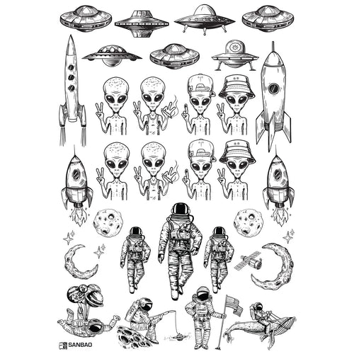 Space Man & Alien - Underglaze Transfer